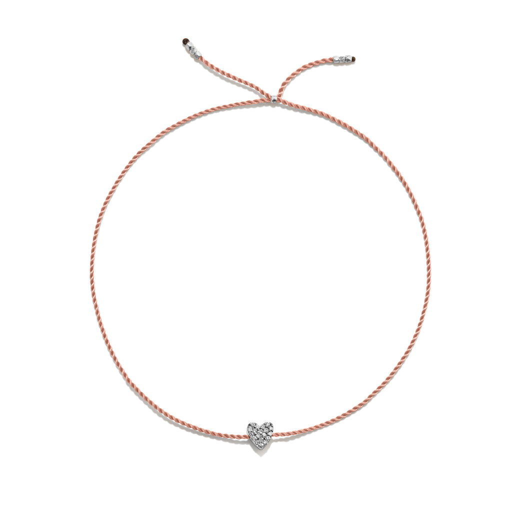 Tiny Silver Bracelet w. Diamond Heart