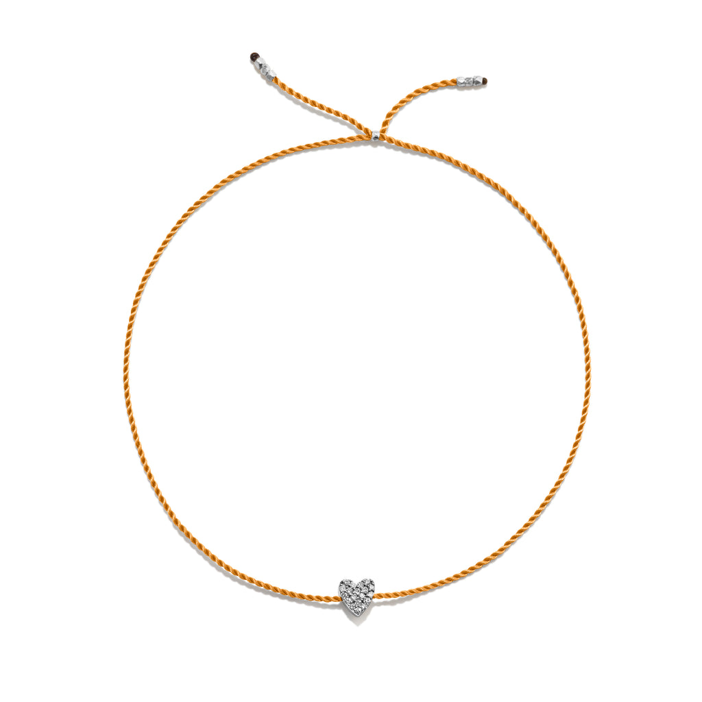 Tiny Silver Bracelet w. Diamond Heart