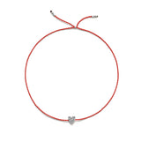 Tiny Silver Bracelet w. Diamond Heart