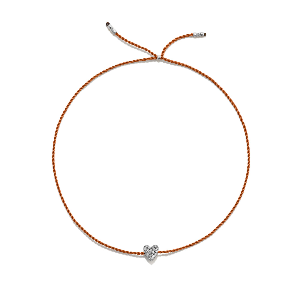 Tiny Silver Bracelet w. Diamond Heart