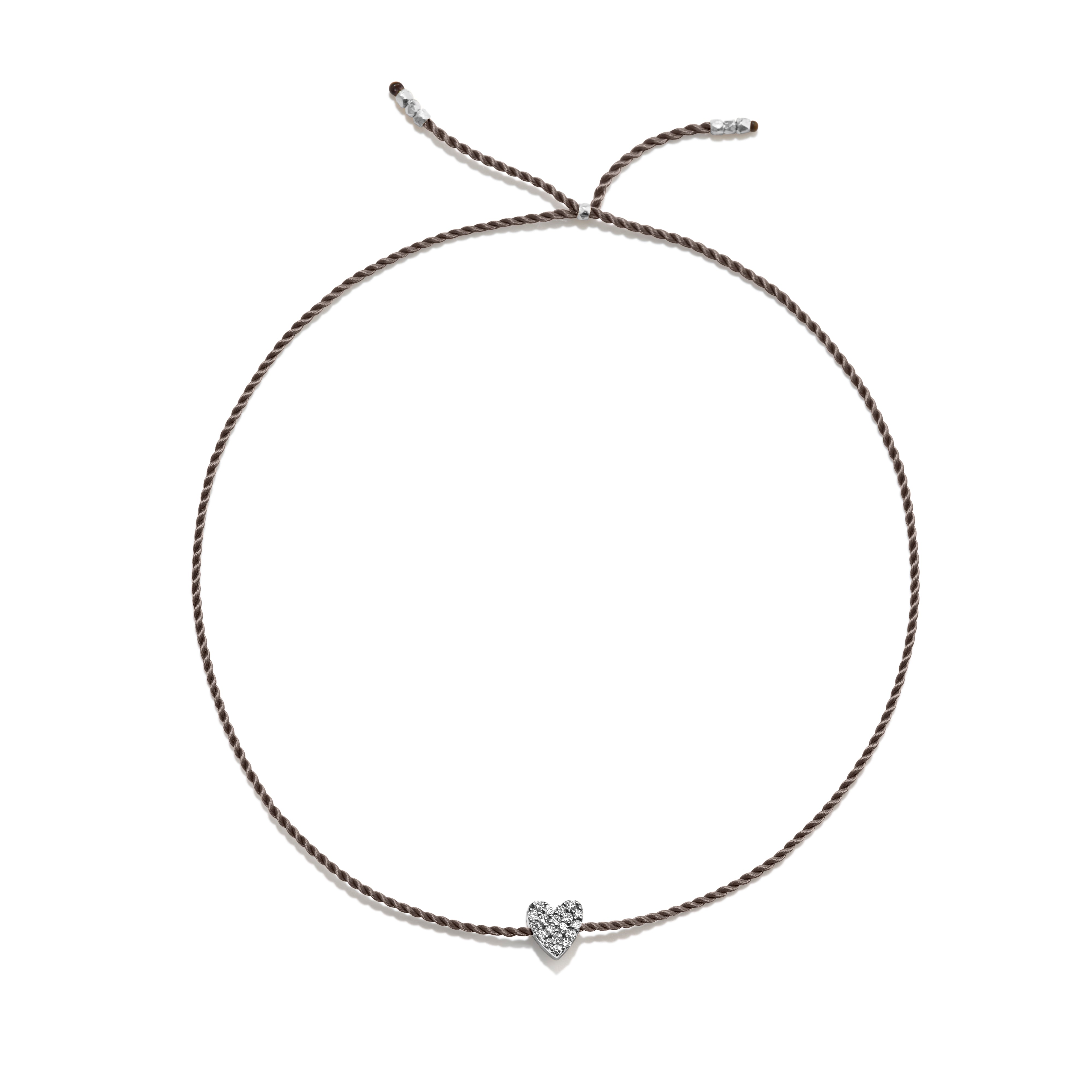 Tiny Sølv Armbånd m. Diamant Hjerte
