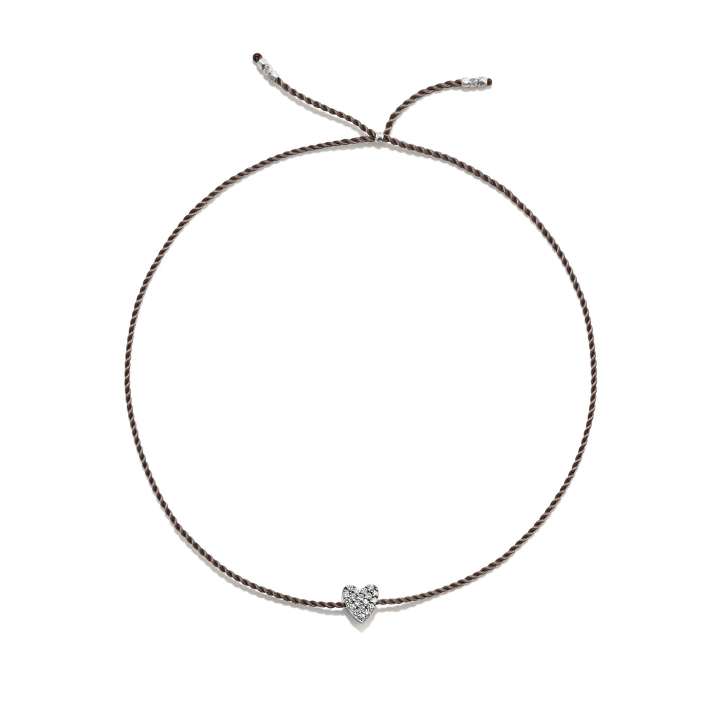 Tiny Silver Bracelet w. Diamond Heart