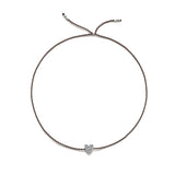 Tiny Silver Bracelet w. Diamond Heart