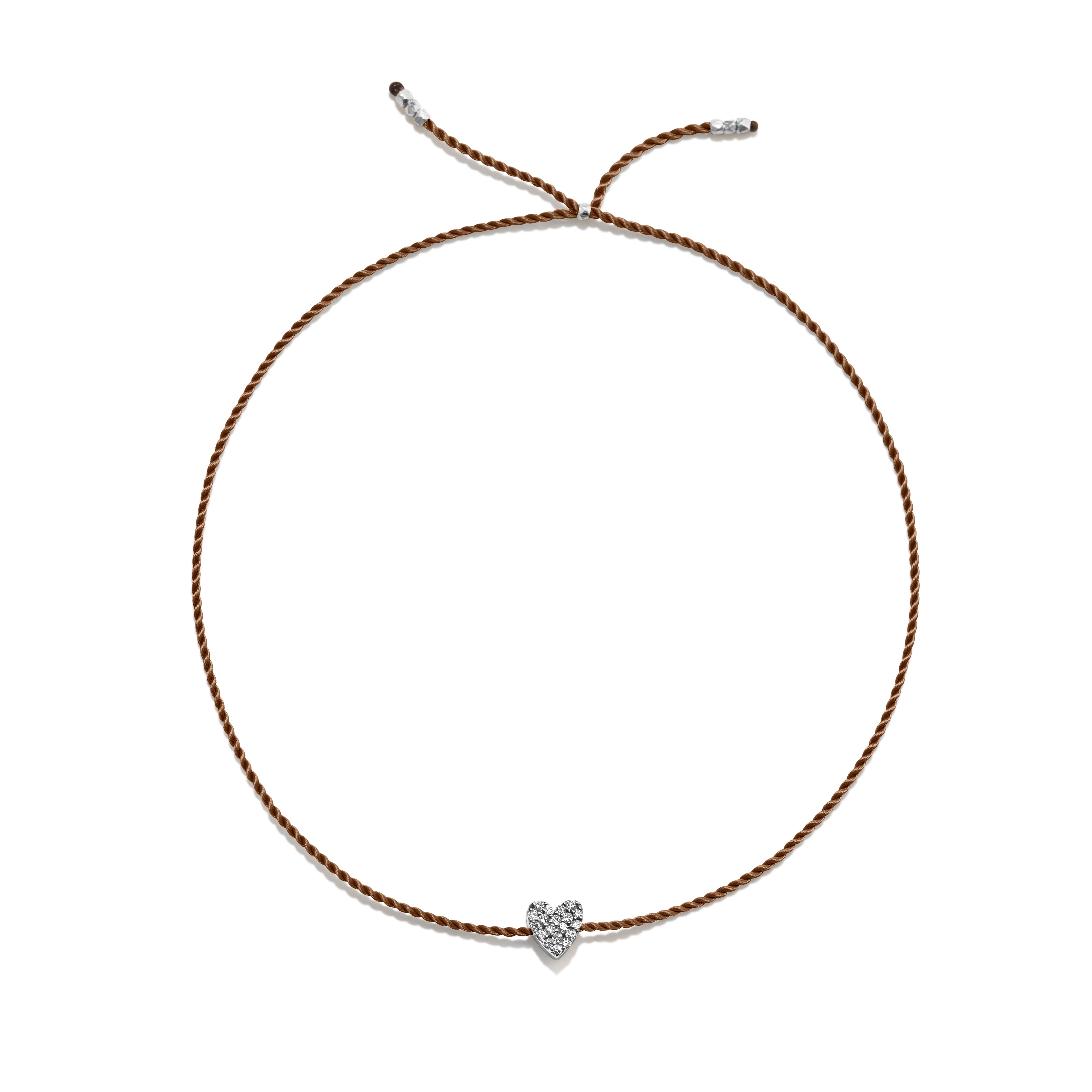 Tiny Sølv Armbånd m. Diamant Hjerte