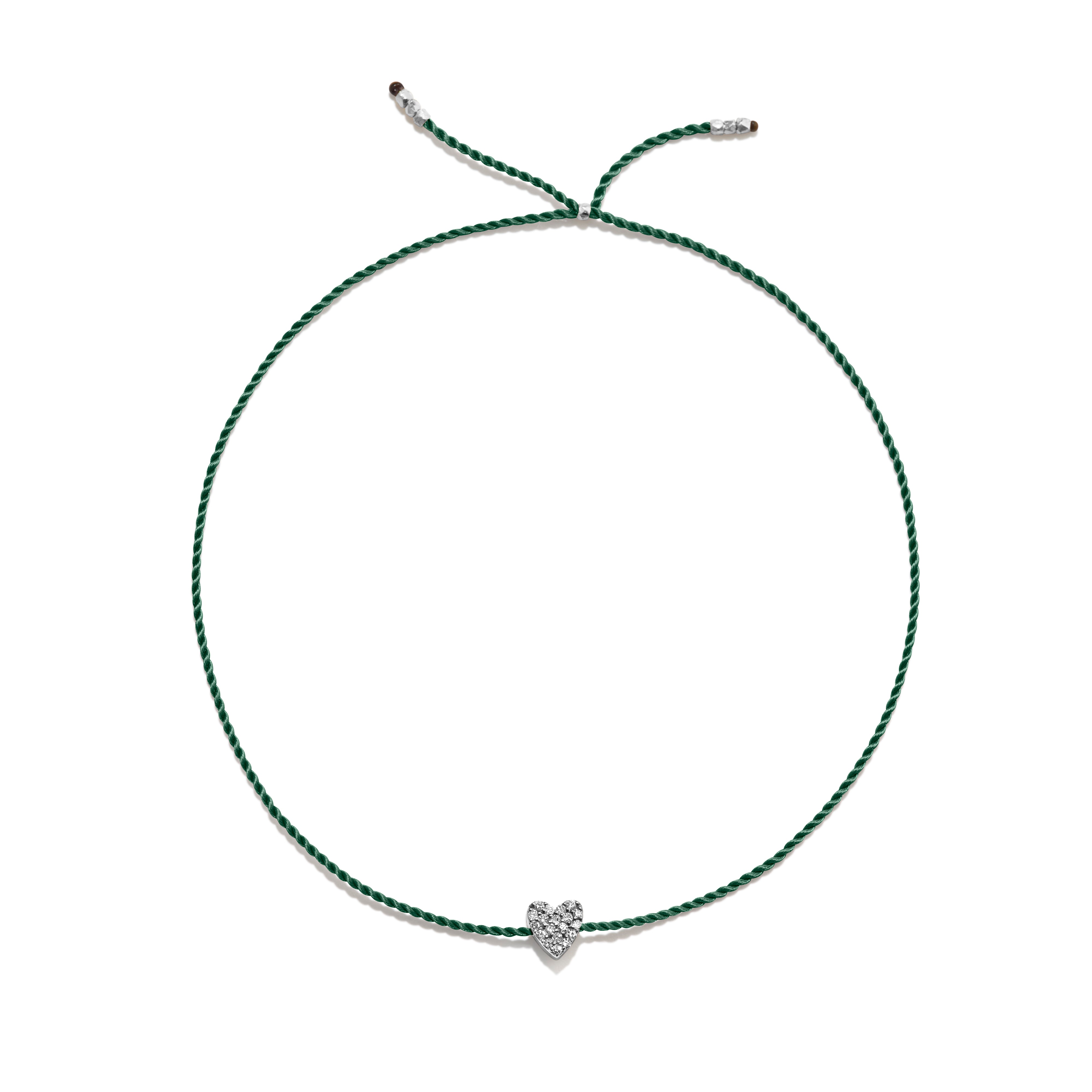 Tiny Sølv Armbånd m. Diamant Hjerte