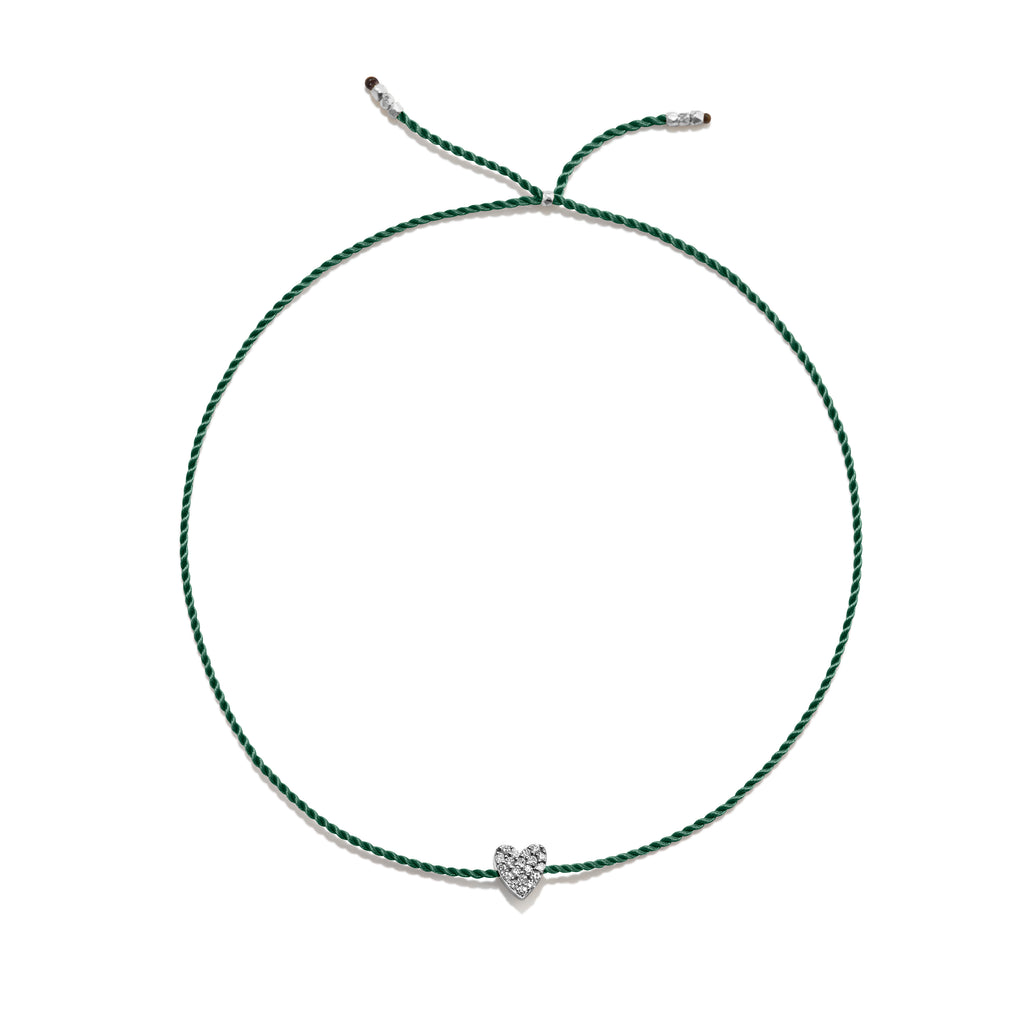 Tiny Silver Bracelet w. Diamond Heart