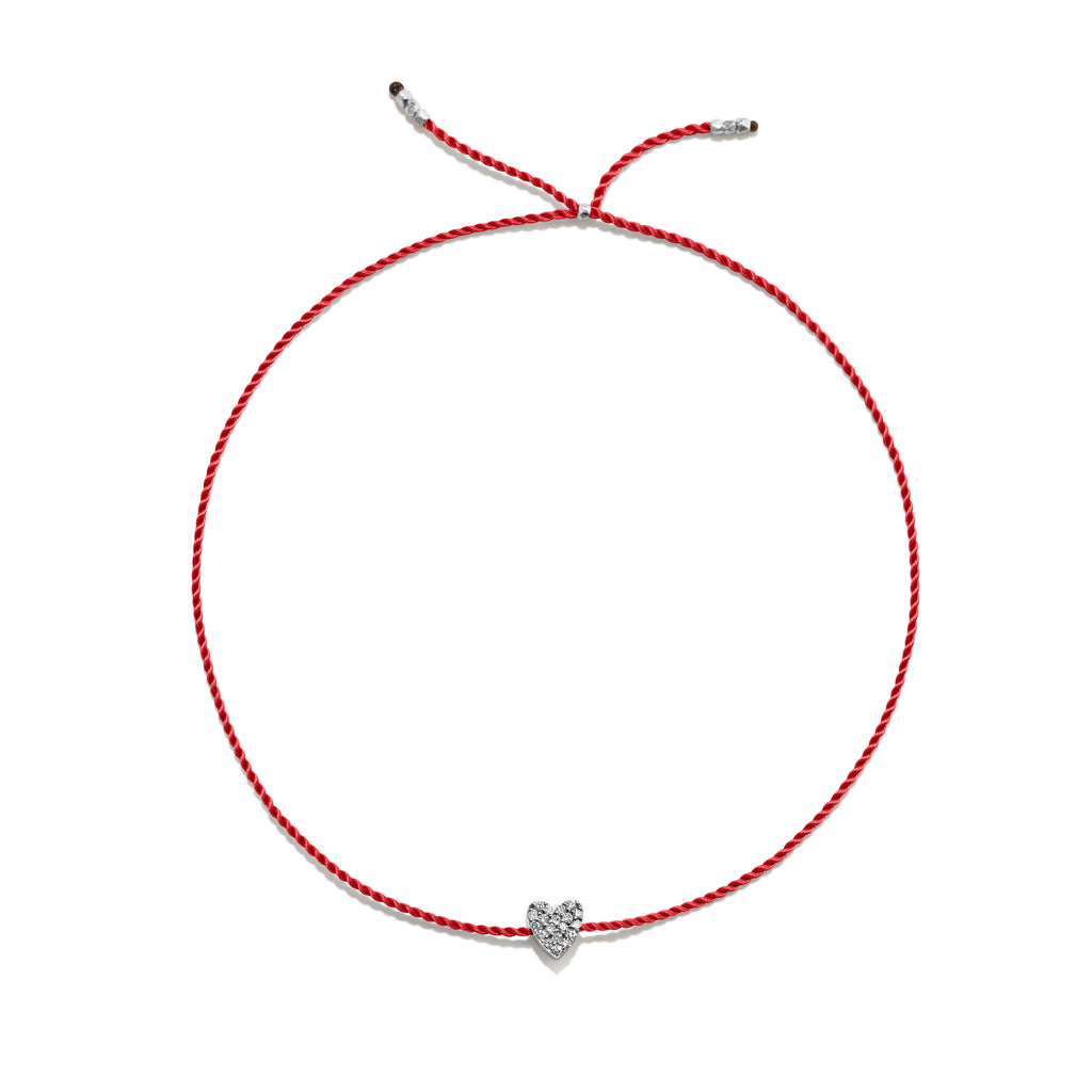 Tiny Silver Bracelet w. Diamond Heart