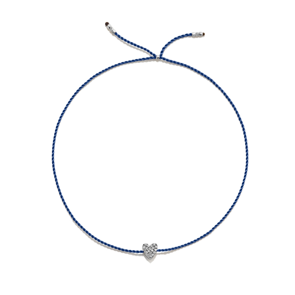 Tiny Silver Bracelet w. Diamond Heart