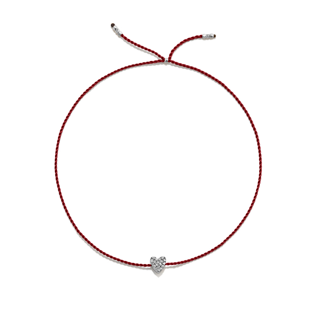 Tiny Silver Bracelet w. Diamond Heart