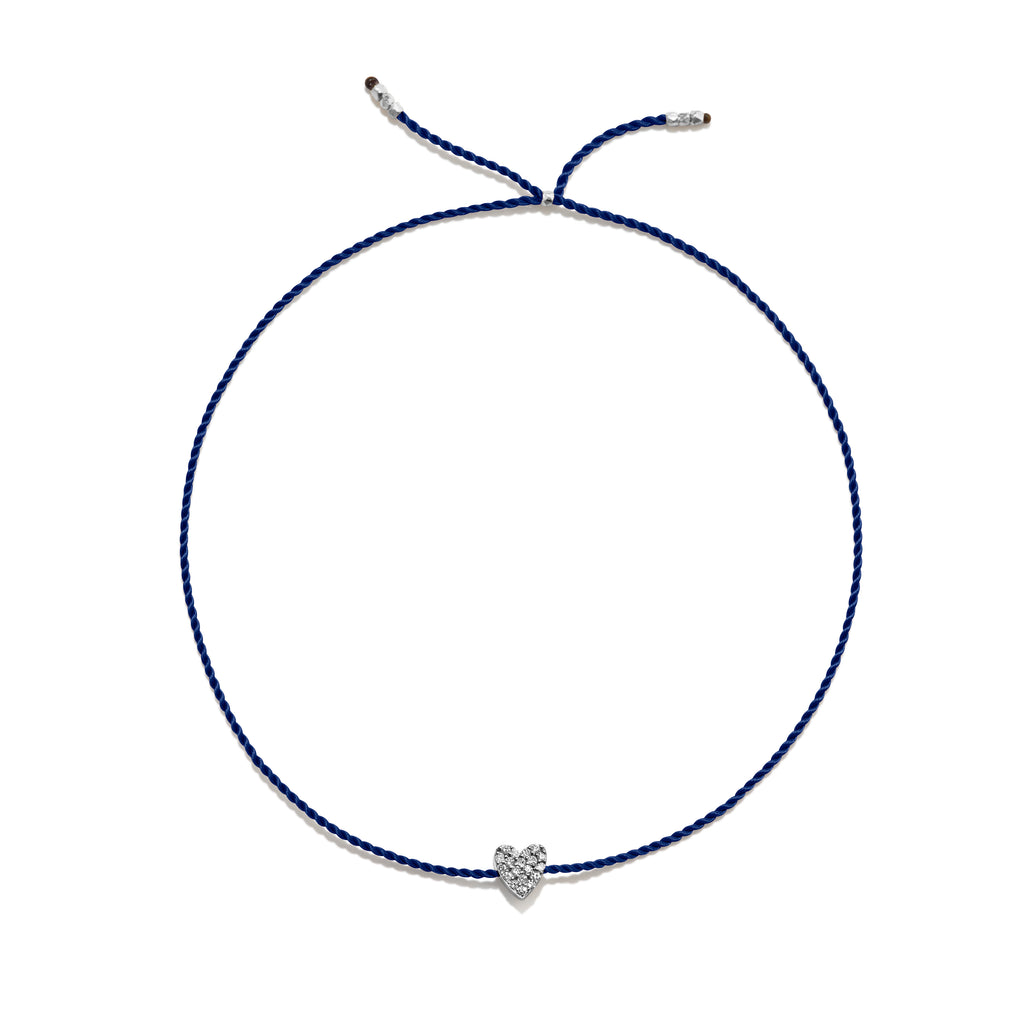 Tiny Silver Bracelet w. Diamond Heart