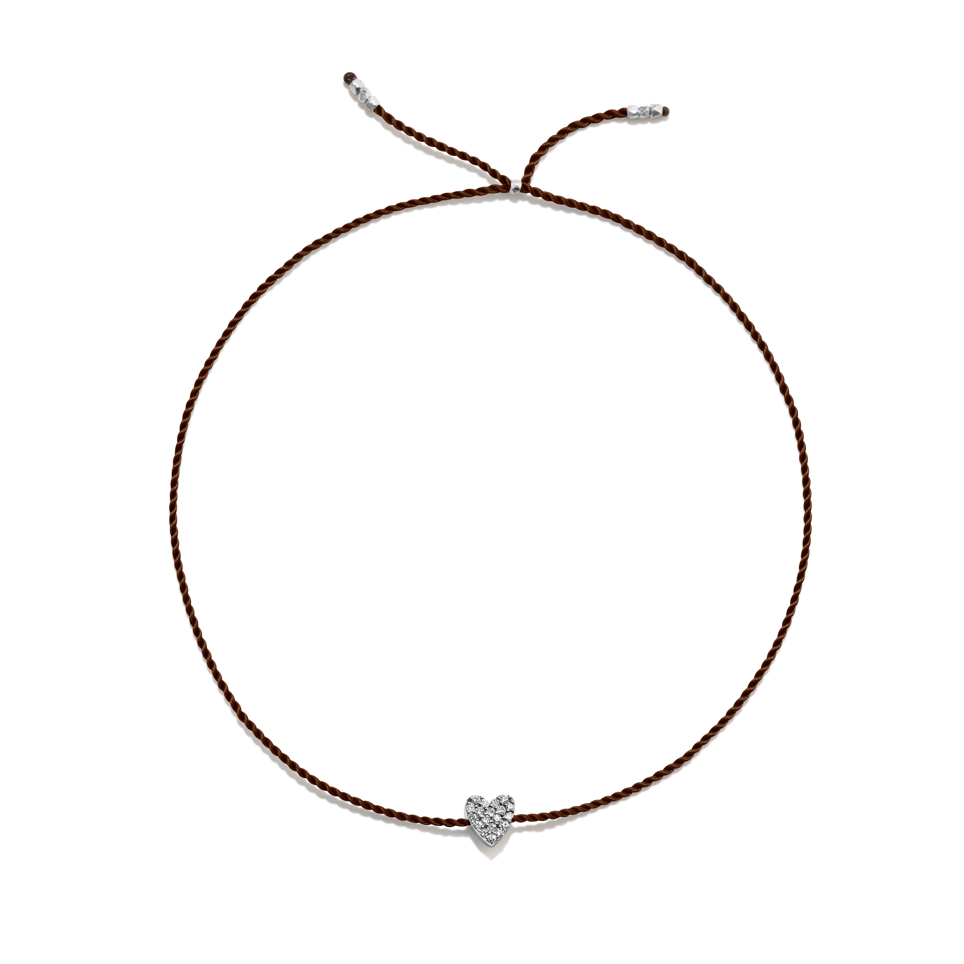 Tiny Sølv Armbånd m. Diamant Hjerte