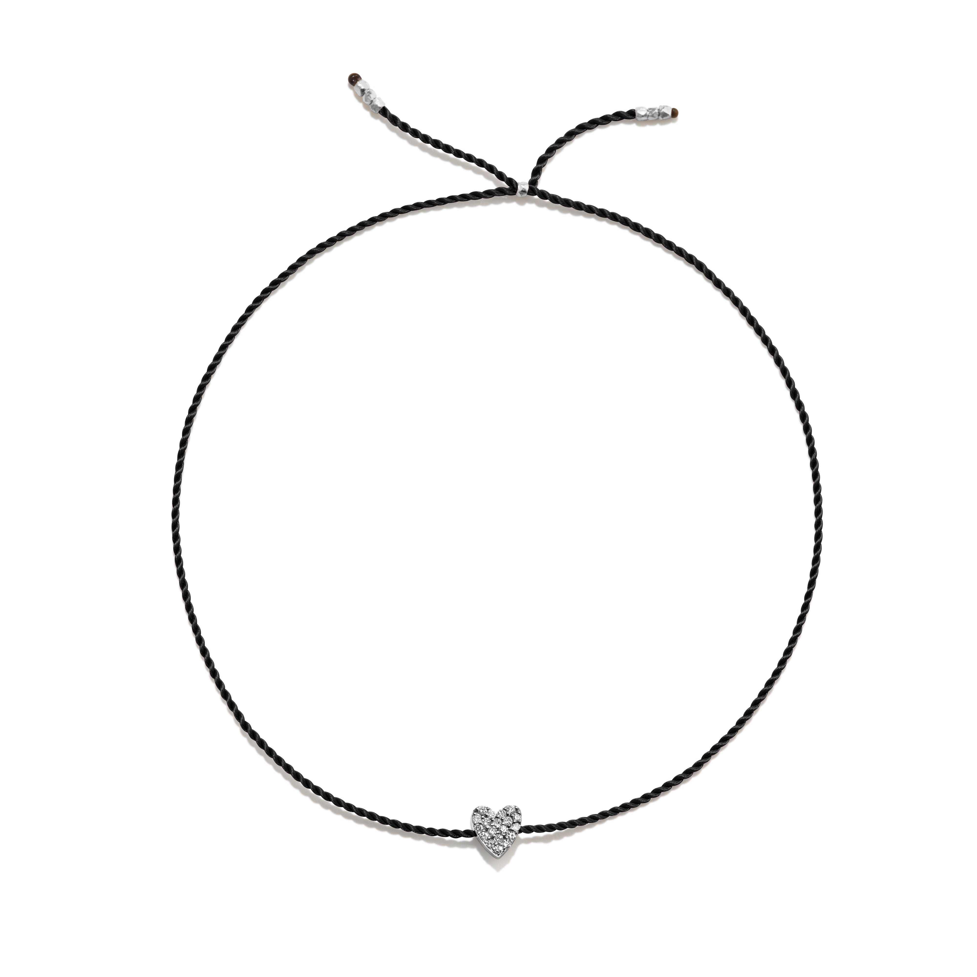 Tiny Sølv Armbånd m. Diamant Hjerte