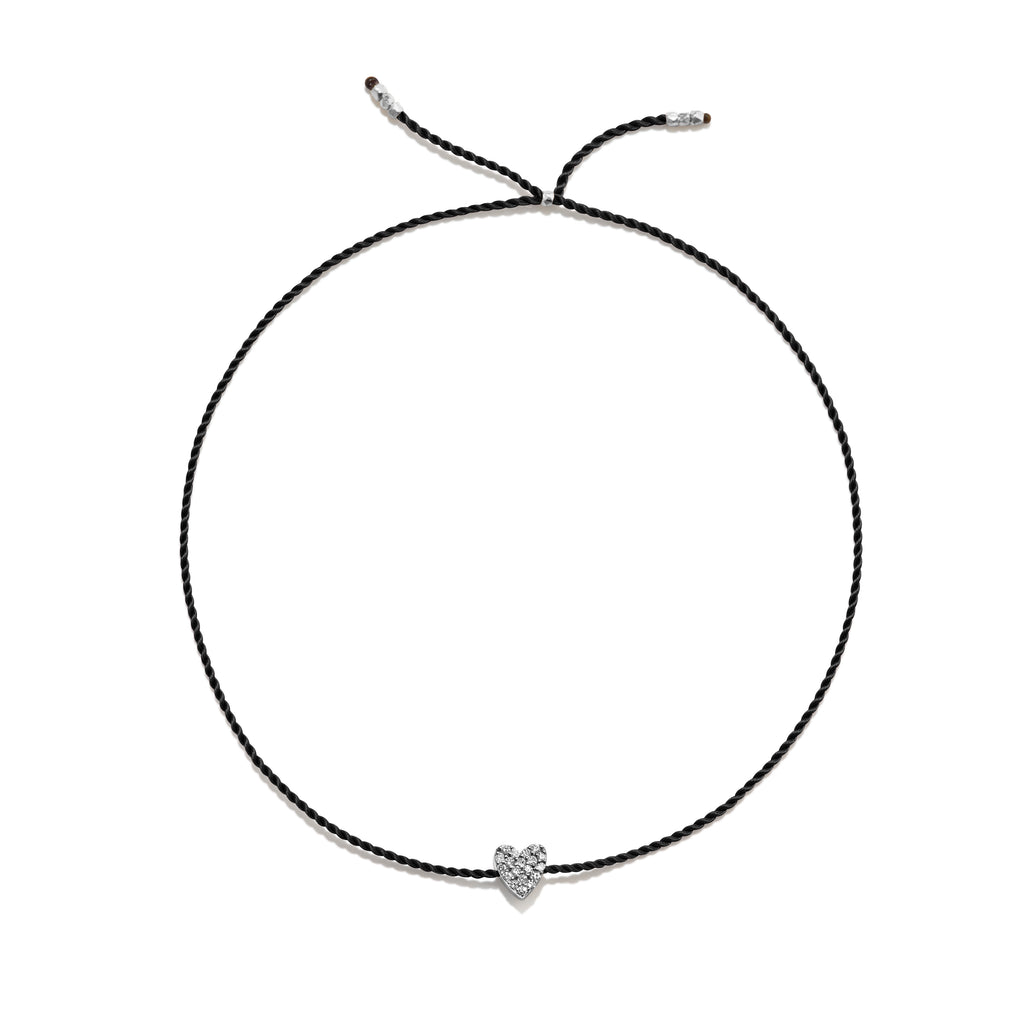 Tiny Silver Bracelet w. Diamond Heart