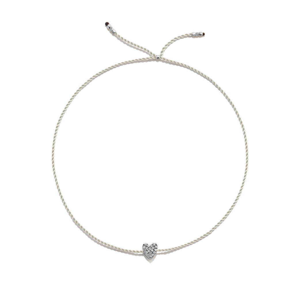 Tiny Silver Bracelet w. Diamond Heart