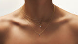 Gold Plated Necklace w. Floating Lab-Grown Diamond