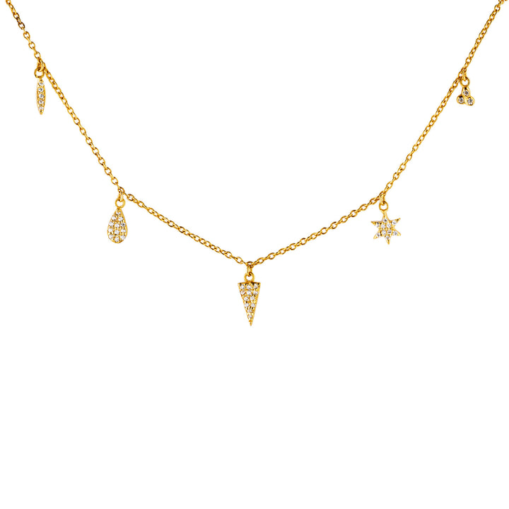 5 Charm Gold Plated Halskette w. Zirkonia