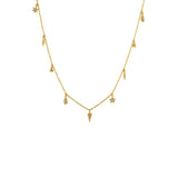 9 Charm Gold Plated Necklace w. Zirconia