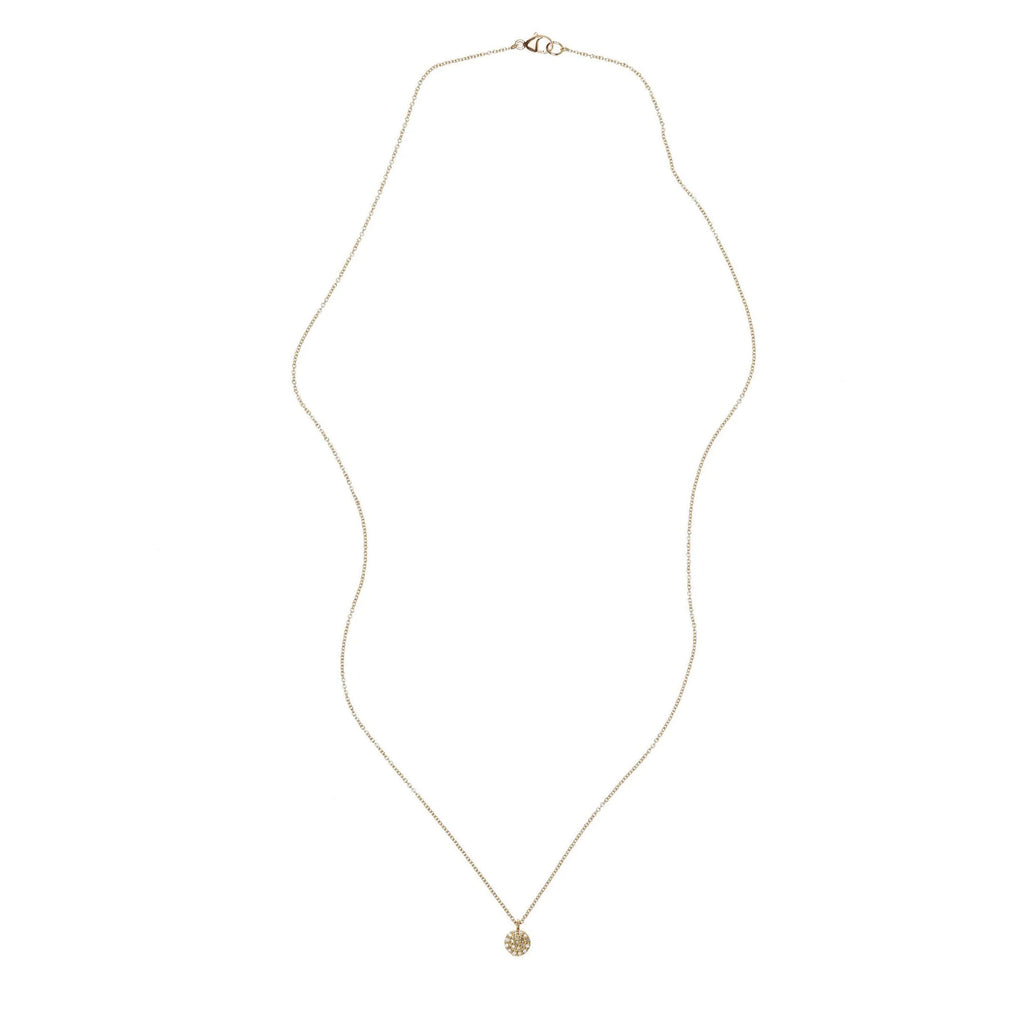 Large Gold Plated Diamond Disc Necklace w. Light Brown Diamonds