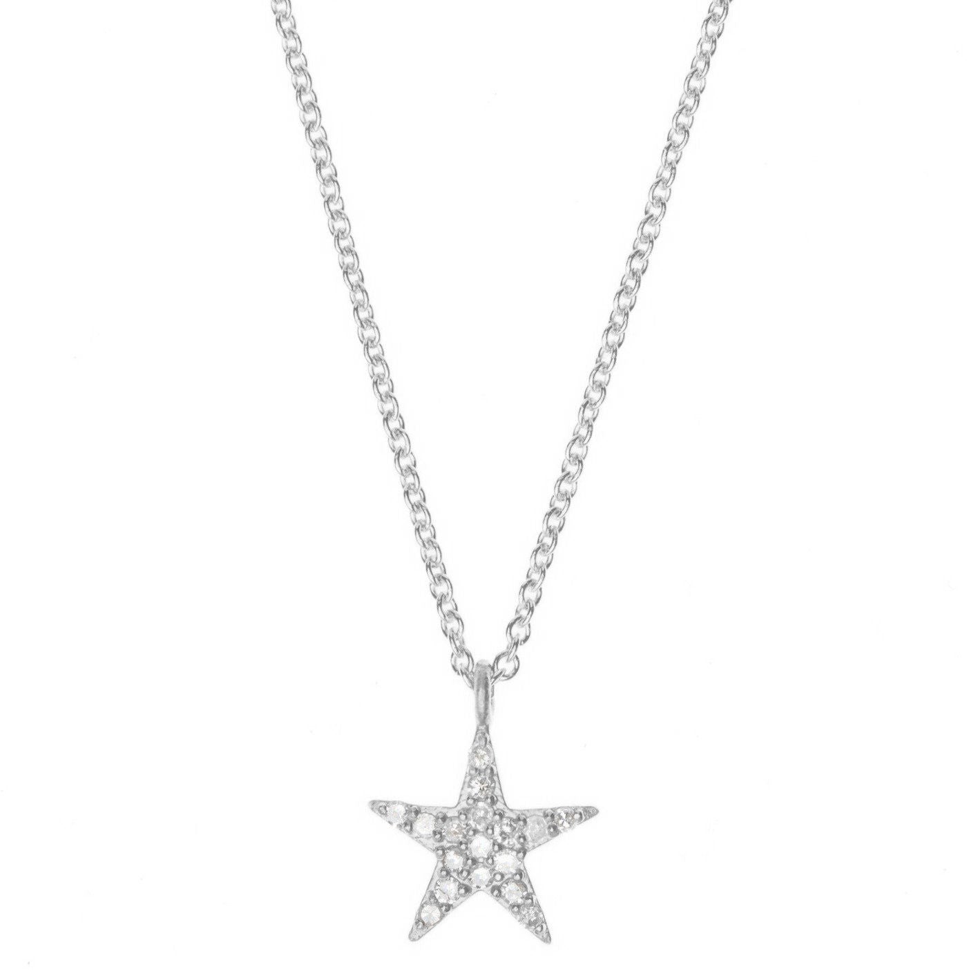 Große Sternsilber Halskette w. Diamanten