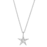 Large Star Silver Necklace w. Diamonds
