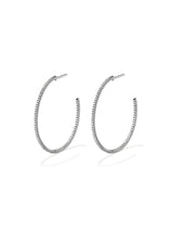 Black Silver Hoops w. Zirconia