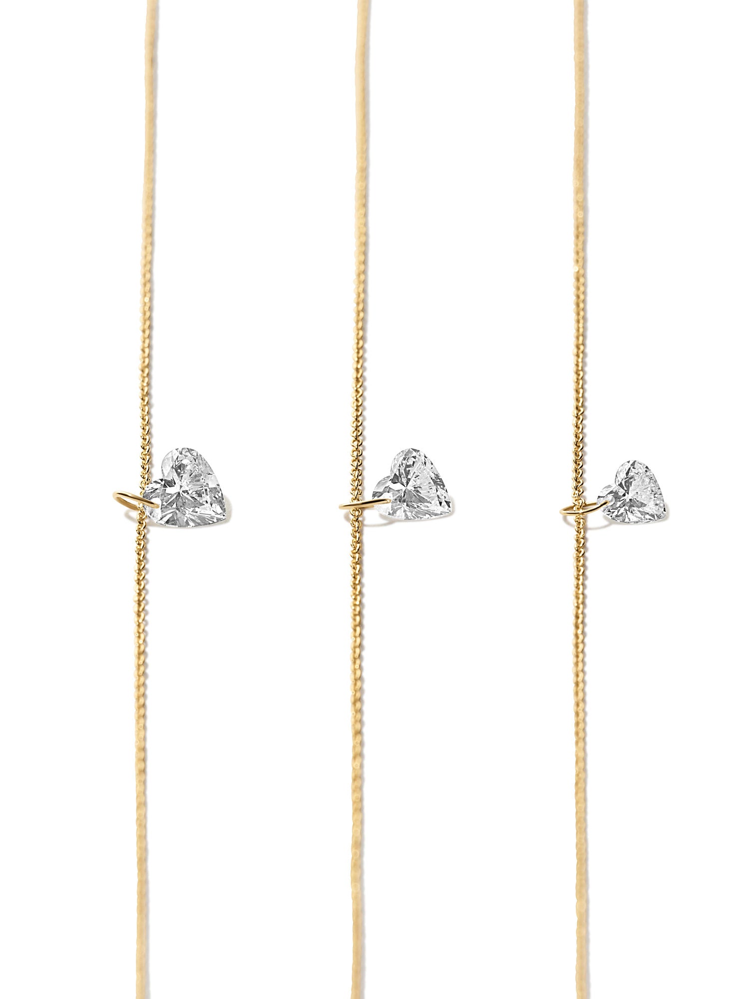 Gold Plated Necklace w. Floating Lab-Grown Heart Diamond