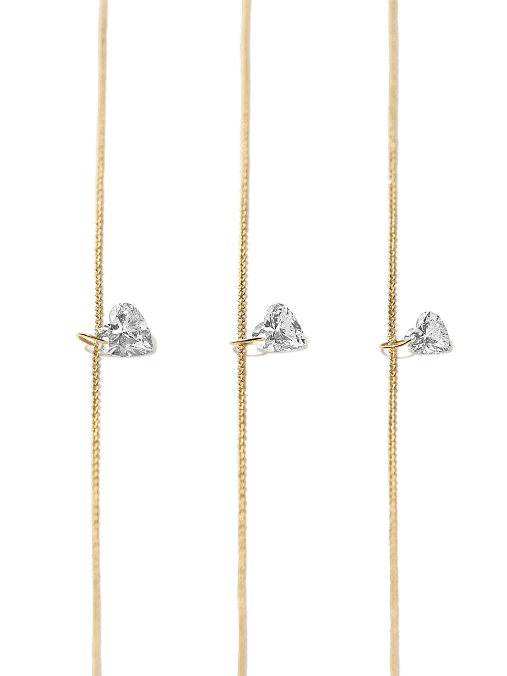 Gold Plated Necklace w. Floating Lab-Grown Heart Diamond