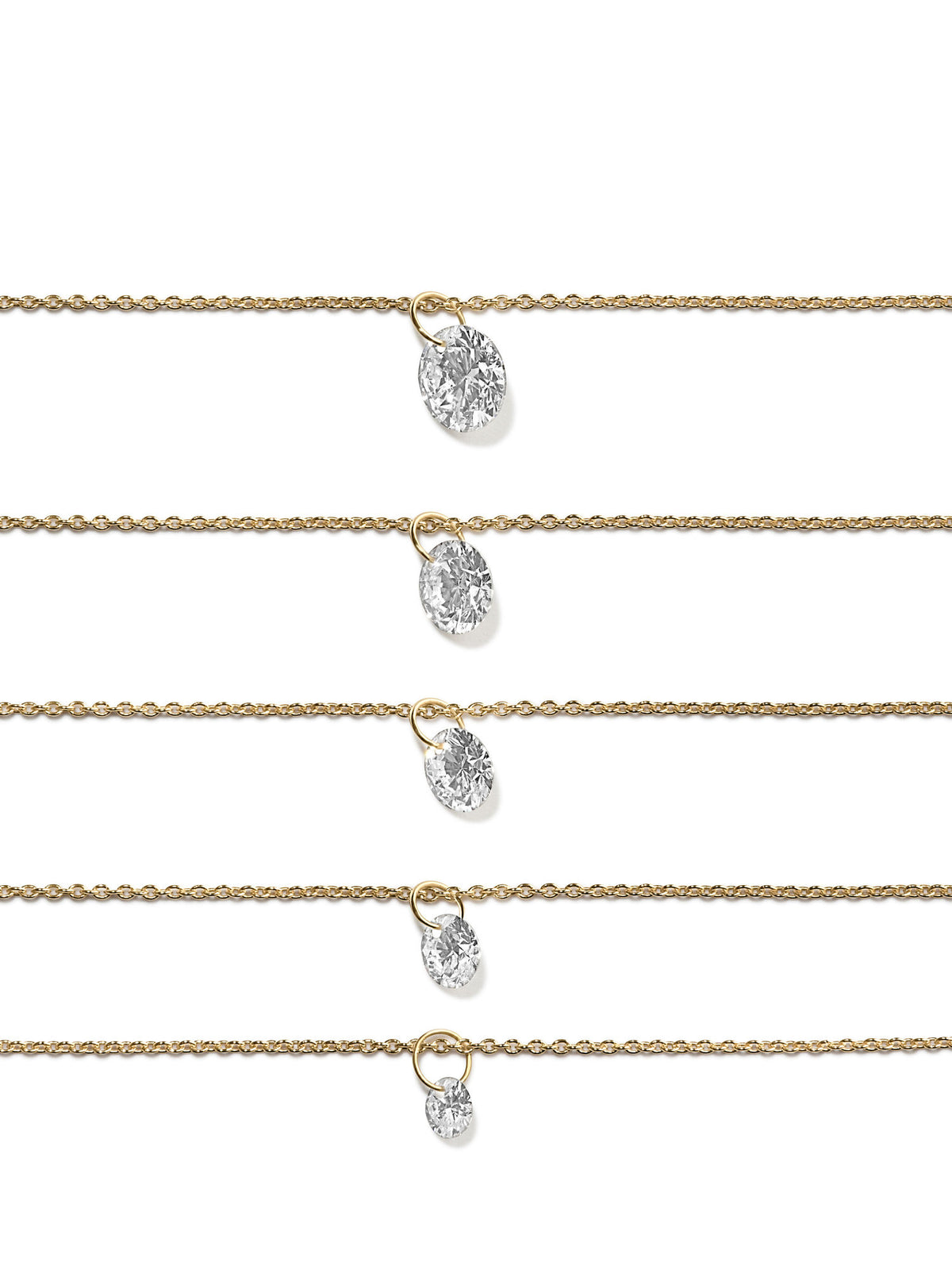 Gold Plated Necklace w. Floating Lab-Grown Diamond