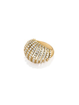 Ribbed VOID 18K Gold Plated Ring w. Zirconias