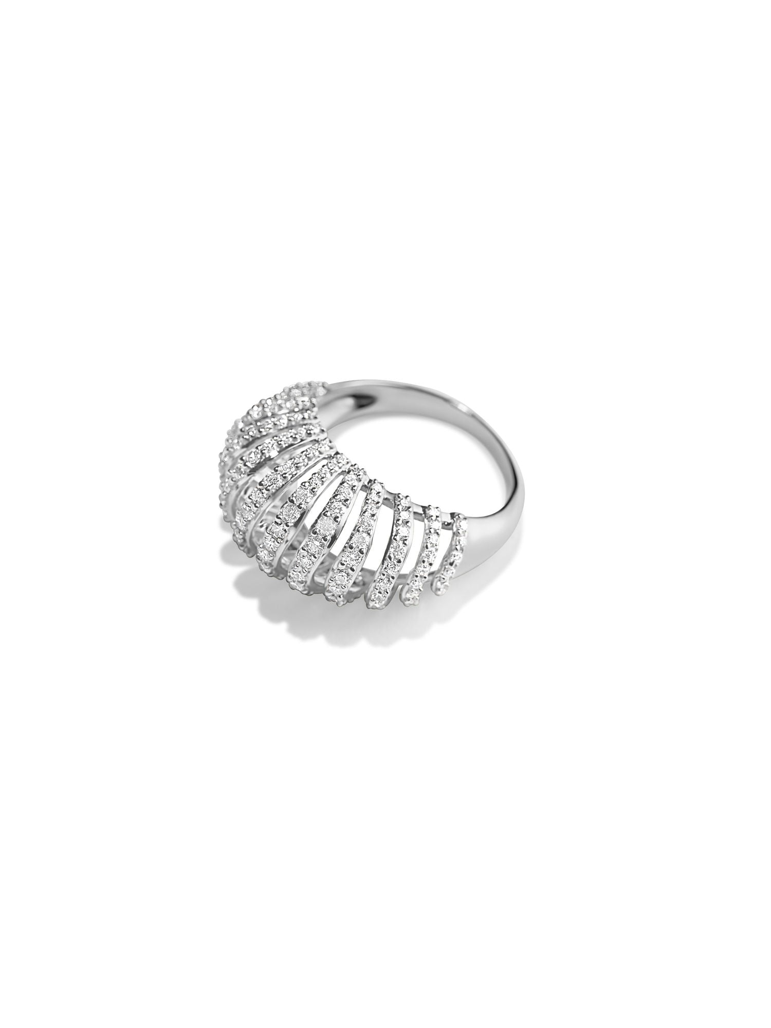 Ribbed VOID Sølv Ring m. Zirkoner