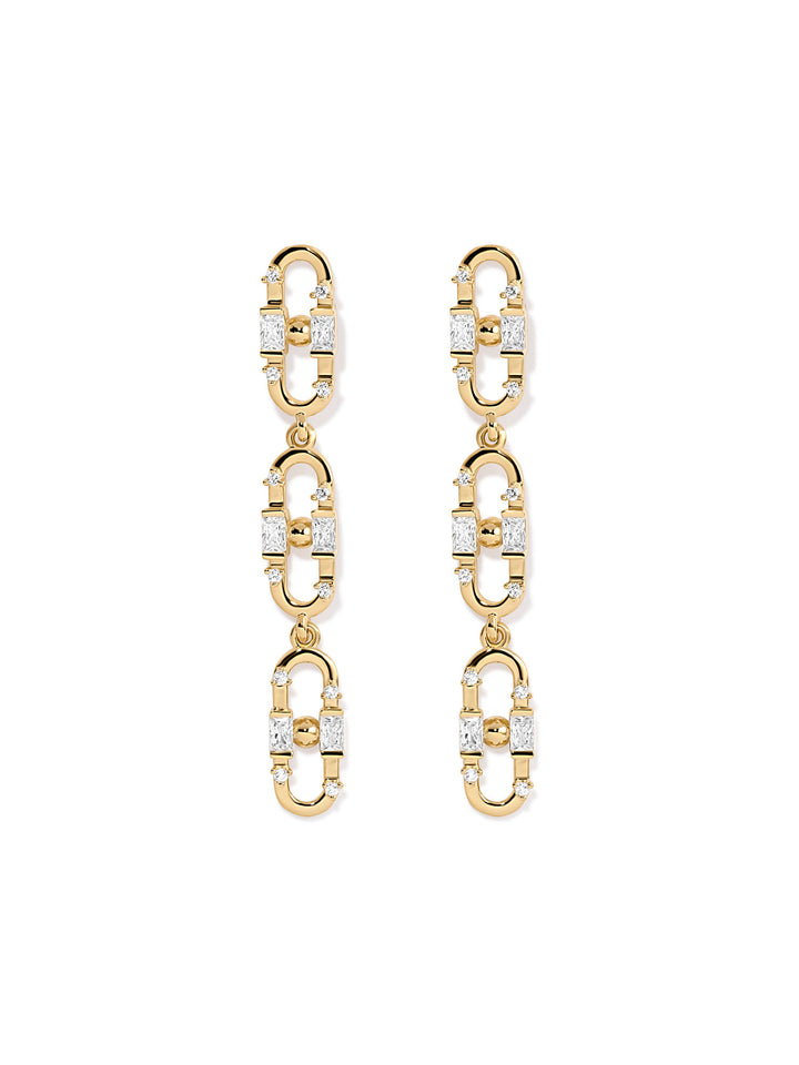 Baguette Paper Clip Guld Vermeil Øreringe m. Zirkon