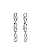 Baguette Paper Clip Black Ruthenium on Silver Earrings w. Zirconia