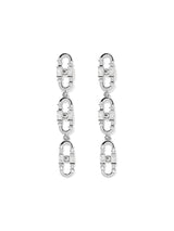 Baguette Paper Clip White Rhodium on Silver Earrings w. Zirconia
