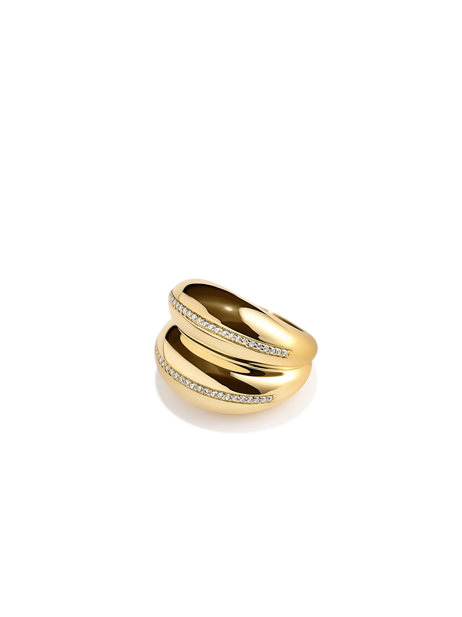 Double VOID 18K Forgyldt Ring m. Zirkoner