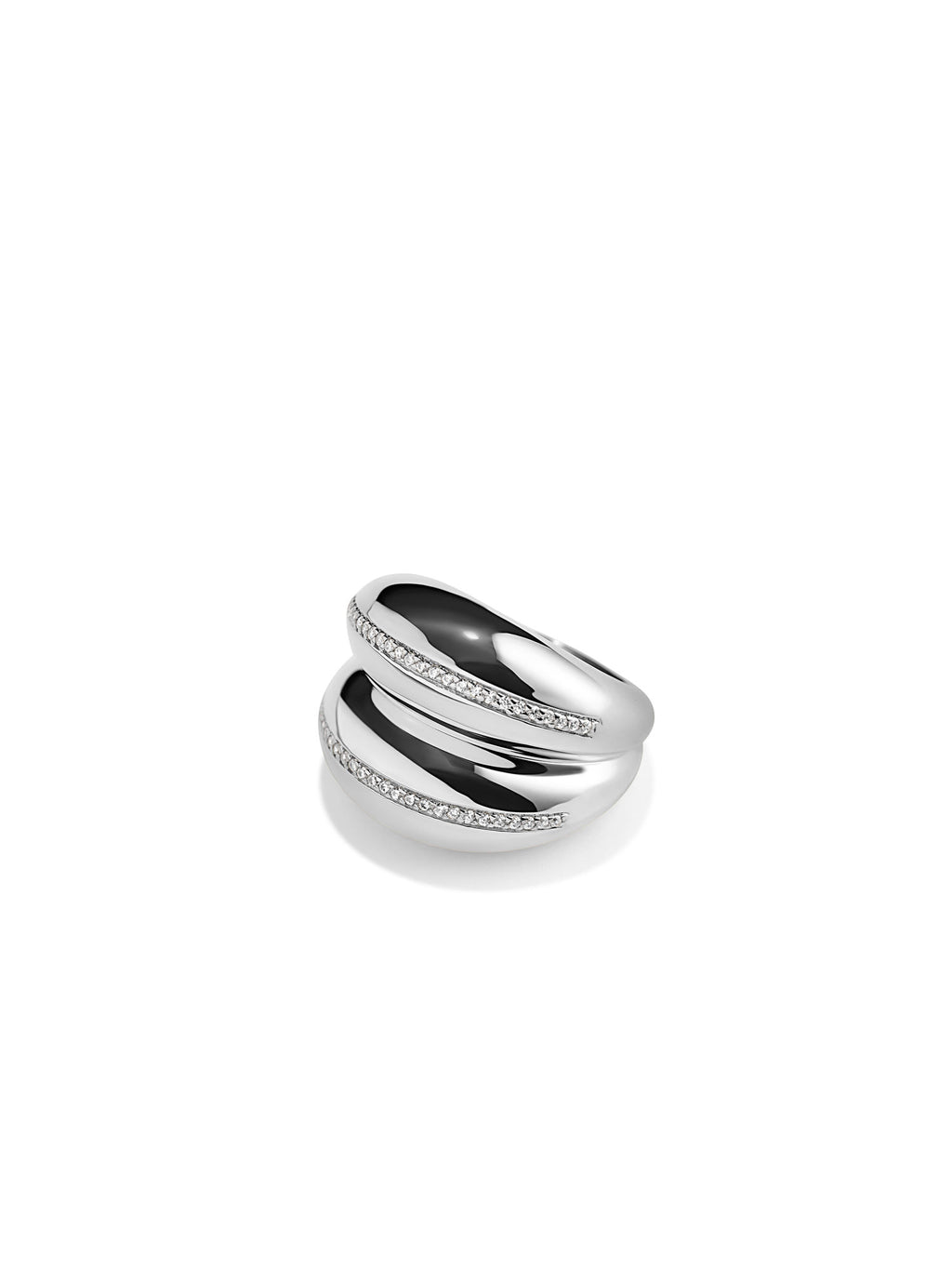 Double VOID Silver Ring w. Zirconias