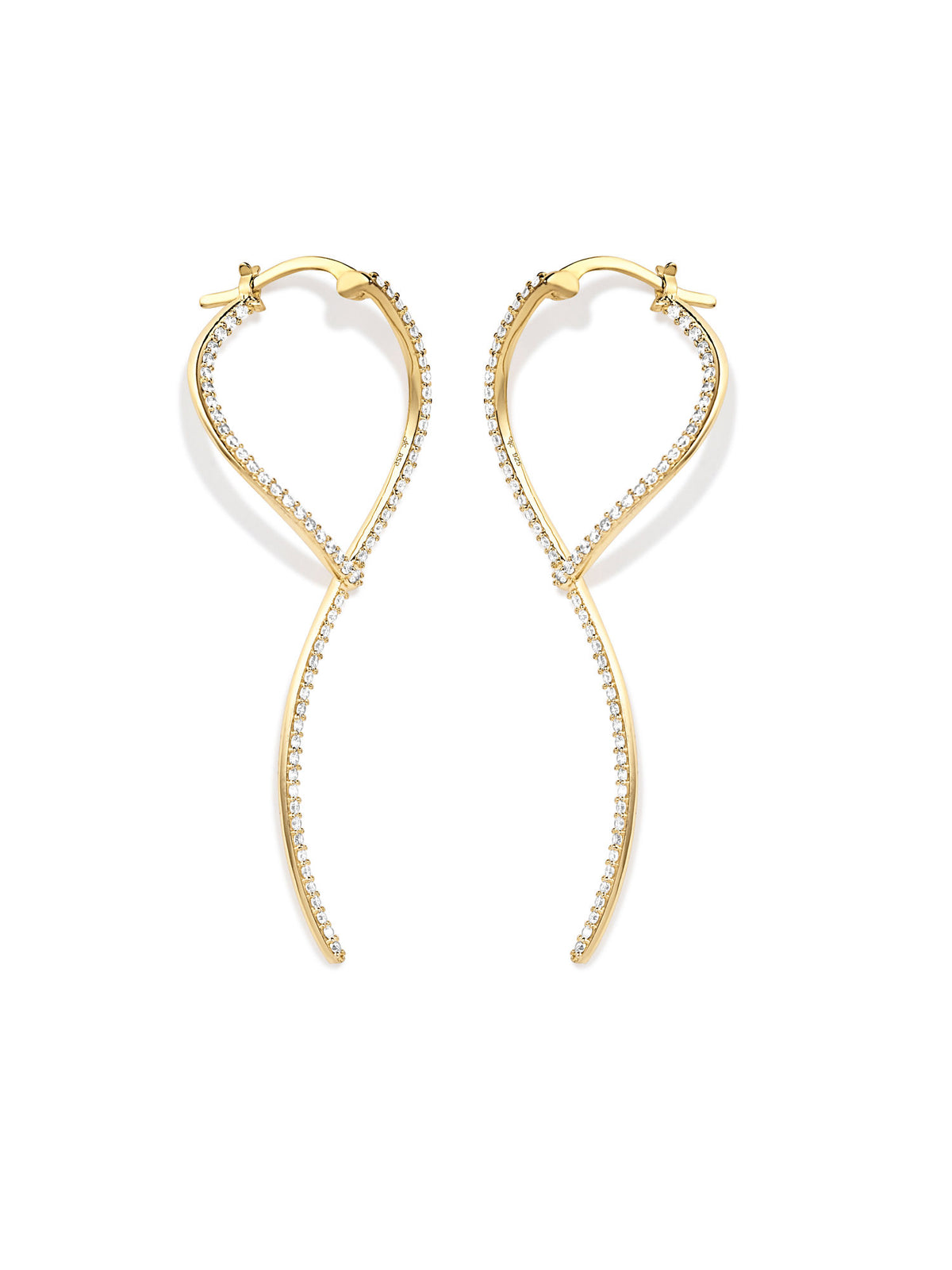 Loop 18K Gold Plated Earrings w. Zirconias
