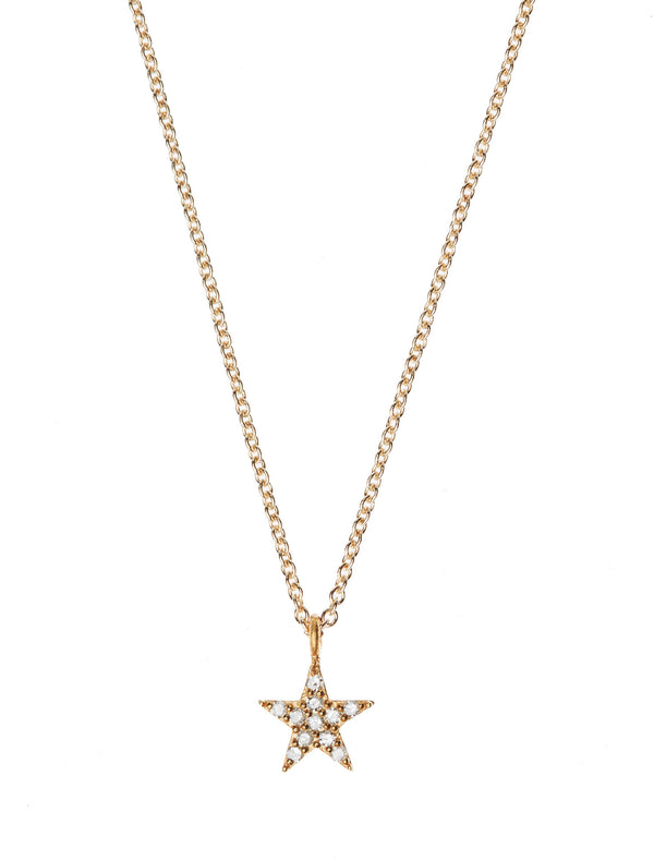 Small Star Gold Plated Necklace w. Diamonds