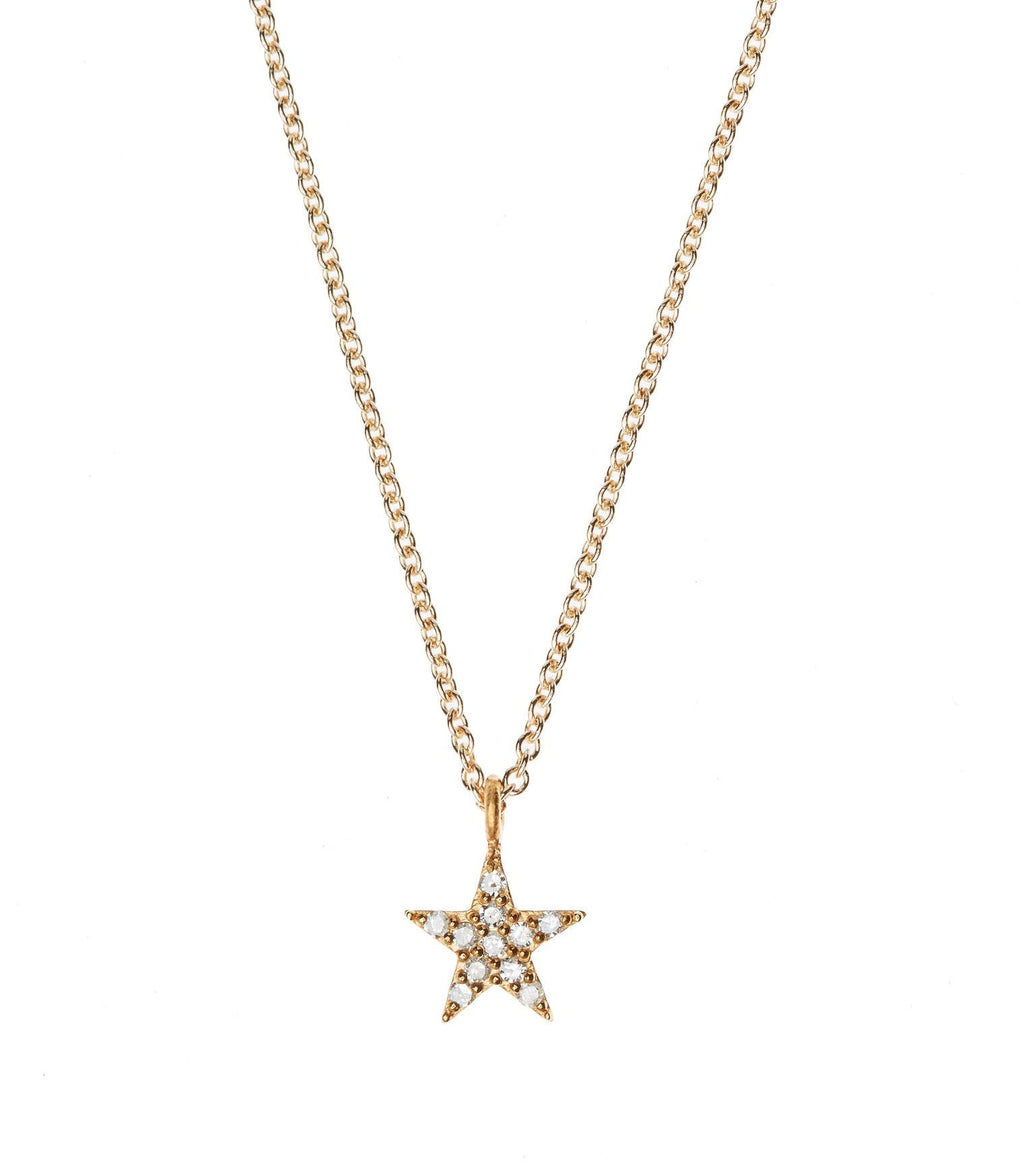 Small Star Gold Plated Necklace w. Diamonds