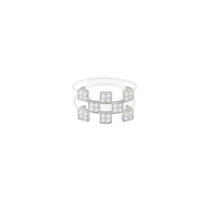 Illusion Nylon 18K White Gold Ring w. Lab-Grown Diamonds