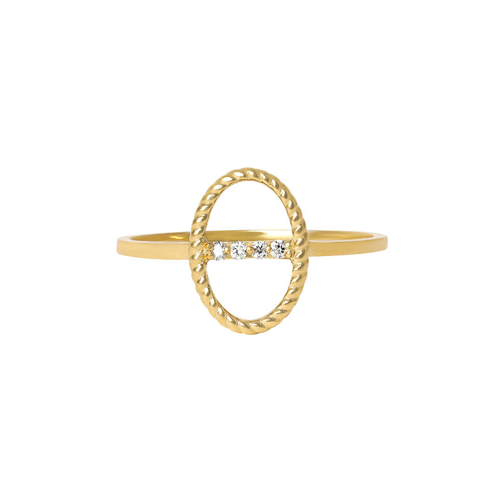 Celestial Bar 18K Gold Ring w. Diamonds
