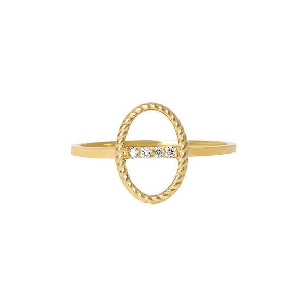 Celestial Bar 18K Gold Ring w. Diamonds
