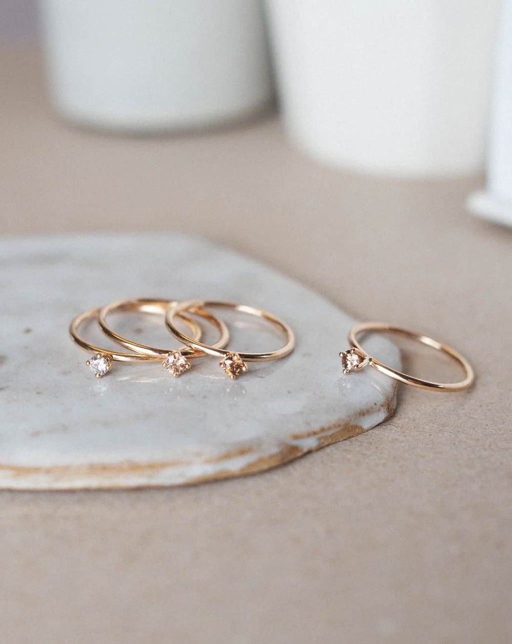 Not At All Tiny 18K Gold, Whitegold or Rosegold Ring w. Diamond