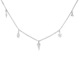 5 Charm White Rhodium auf Silberkette w. Zirkonia