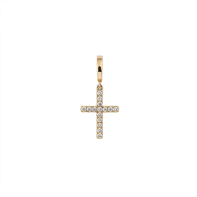 Cross 18K Gold or Whitegold Charm w. Diamonds