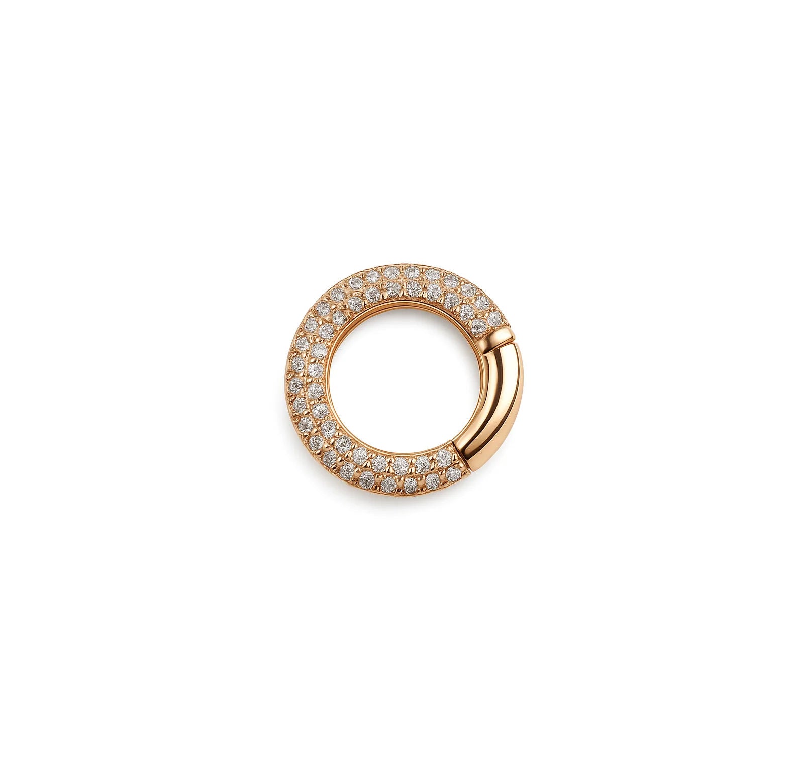 Mini Pavé 14K Gold Lock Charm Connector w. Diamonds