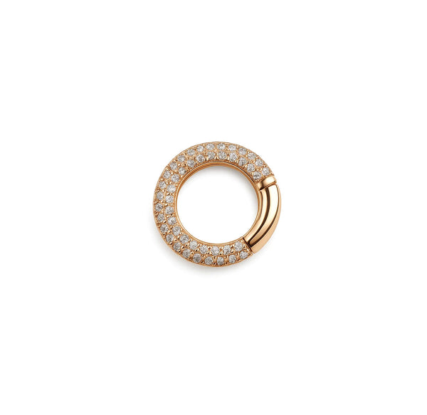Mini Pavé 14K Gold Lock Charm Connector w. Diamonds