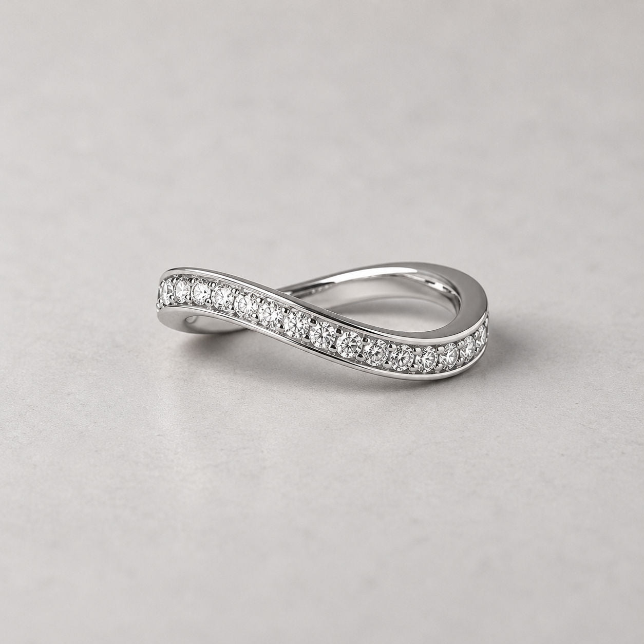 Allure Slim Full Pavé 14K White Gold Ring w. Lab-Grown Diamonds