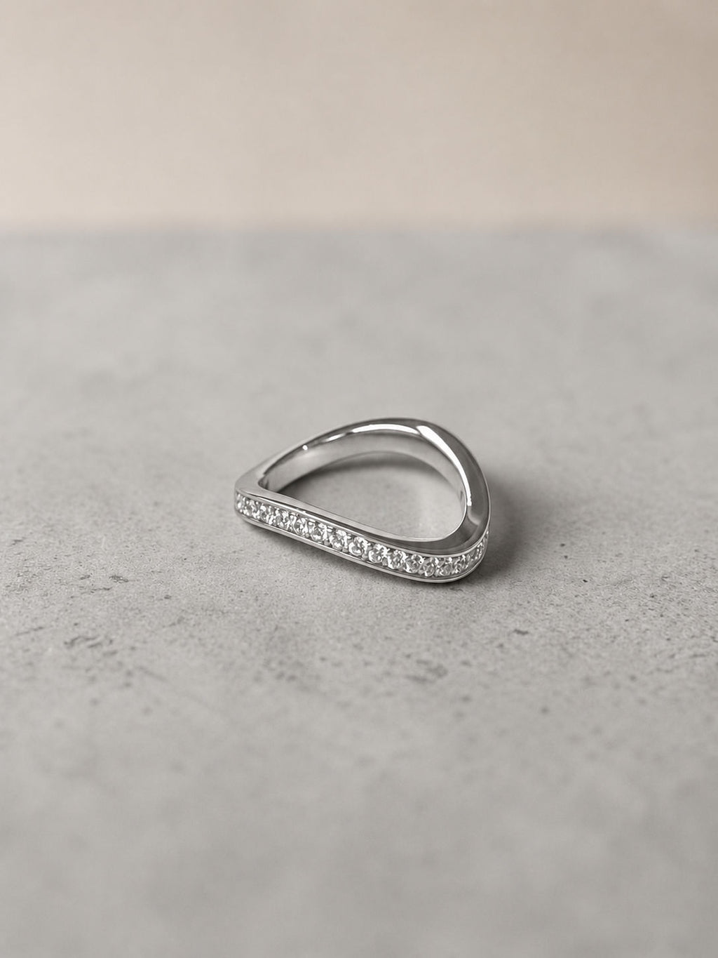 Allure Slim Half Pavé 14K White Gold Ring w. Lab-Grown Diamonds