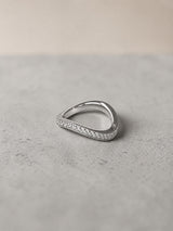 Allure Slim Half Pavé 14K White Gold Ring w. Lab-Grown Diamonds