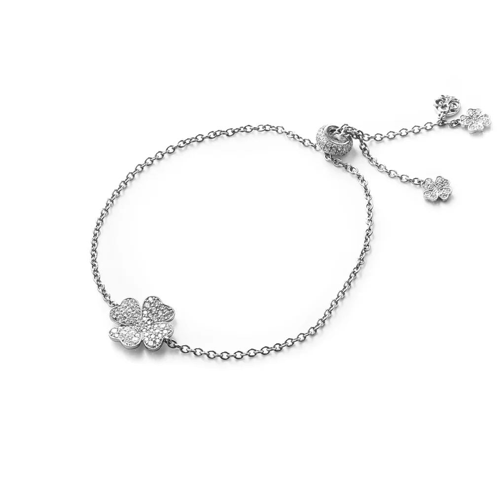 Clover Medium 18K Gold, Rosegold or Whitegold Bracelet w. Diamonds